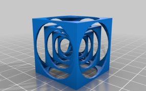 镂空的立方体蓝色渲染