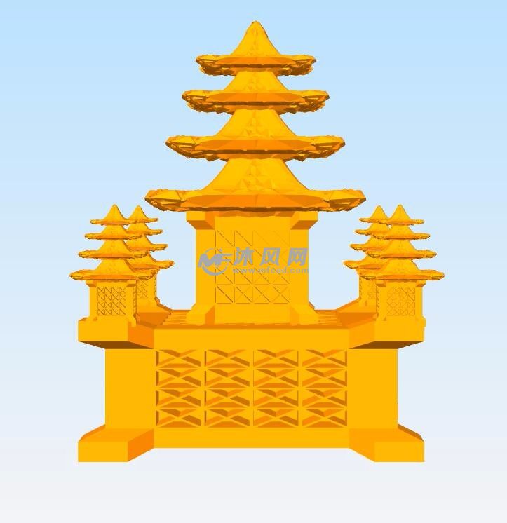 古代建筑模型正面