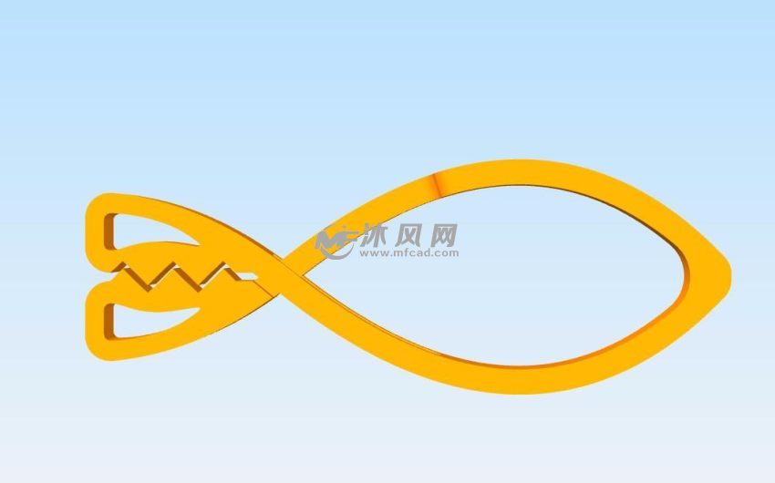鱼形夹子模型俯视图