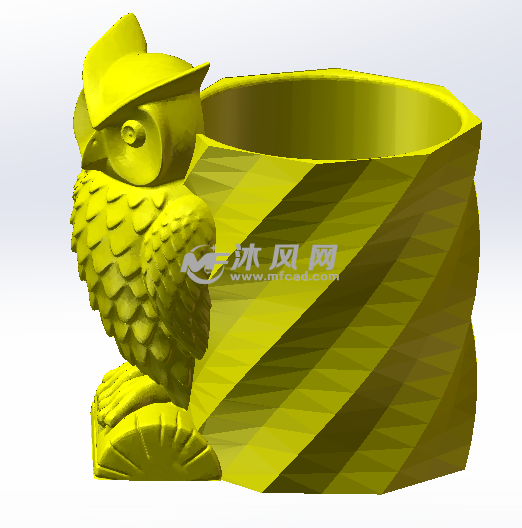 猫头鹰笔筒侧面效果图