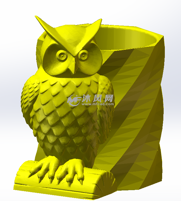 猫头鹰笔筒正面效果图