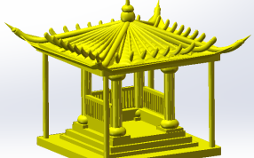 四角亭整体效果图
