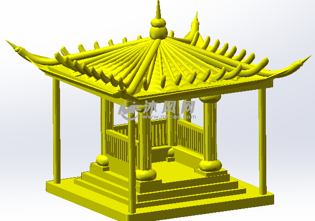 四角亭整体效果图