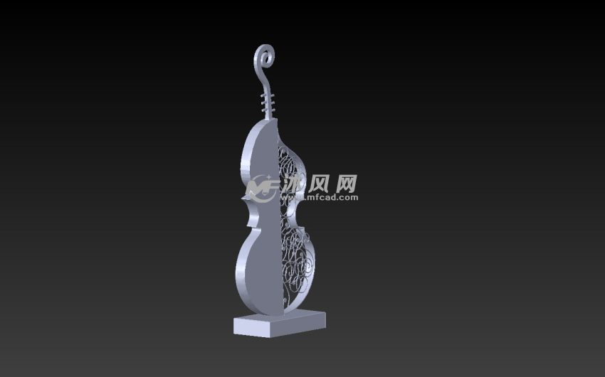 小提琴摆件3d打印模型后斜侧