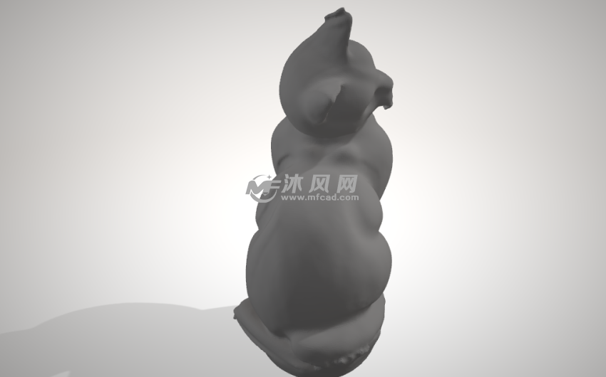 猫雕像模型背面