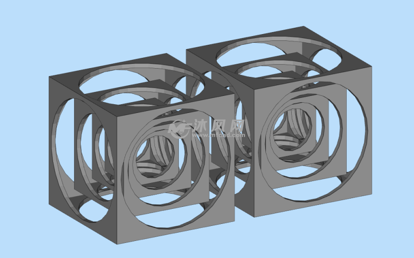 镂空的立方体轴测图