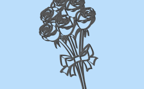 六朵玫瑰模型侧面