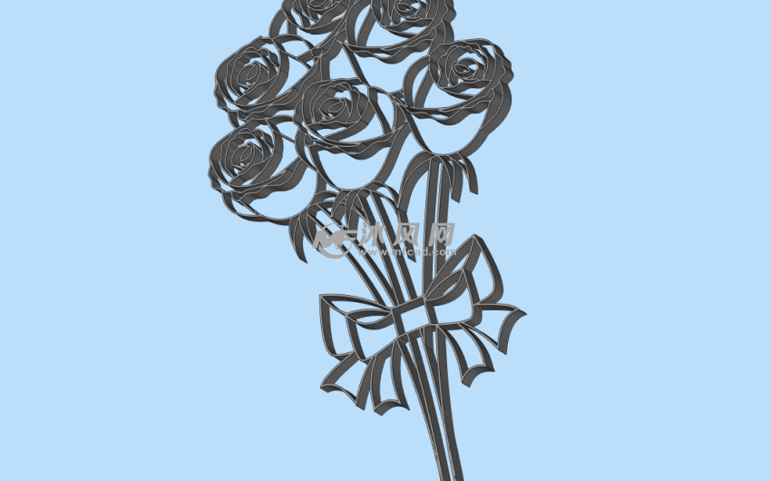 六朵玫瑰模型侧面