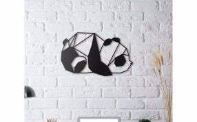 装饰墙2D镂空熊猫模型