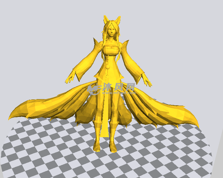 九尾狐妖阿狸stl模型正面放大图