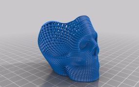 线框骷髅笔筒-斜视图