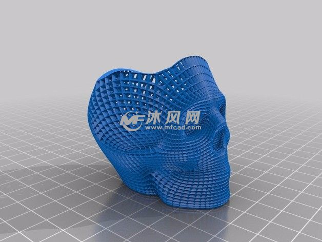 线框骷髅笔筒-斜视图