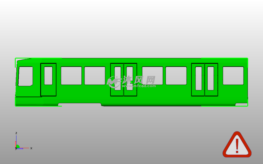 地铁车厢框架侧视图