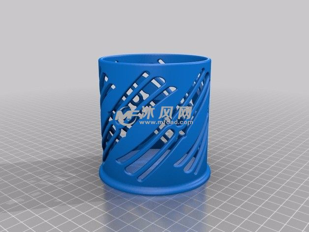 斜边圆笔筒模型主视图