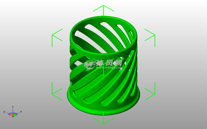 圆笔筒模型斜视图