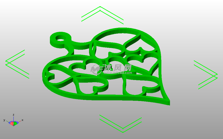 心脏形吊坠斜视图