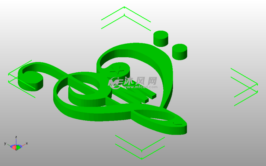 心形音乐符号斜视图