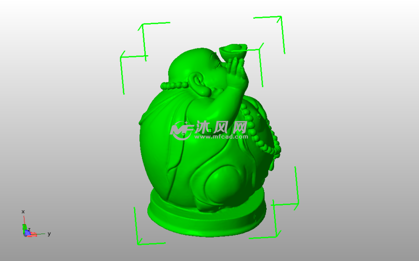 笑佛雕像侧视图