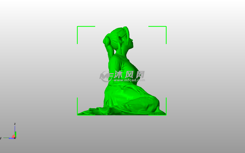 卧姿少女雕像侧视图