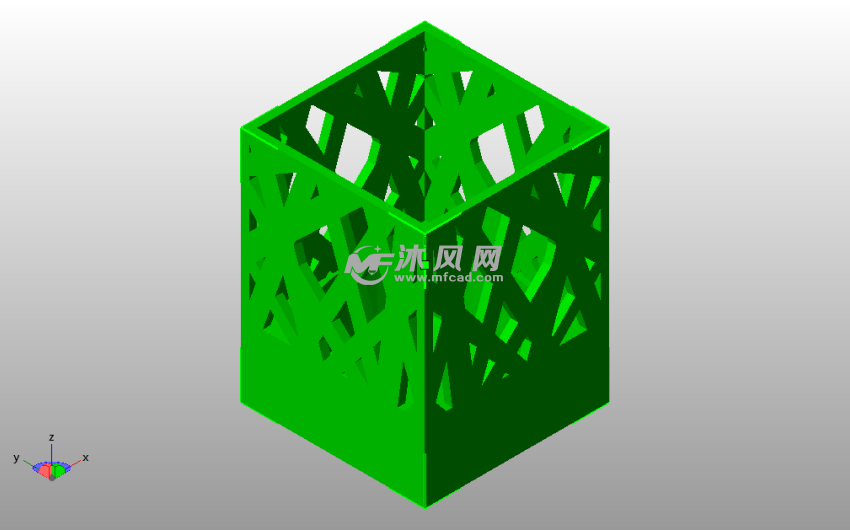 长方体镂空笔筒斜视图