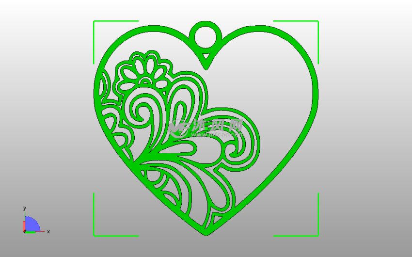 心花吊坠模型俯视图