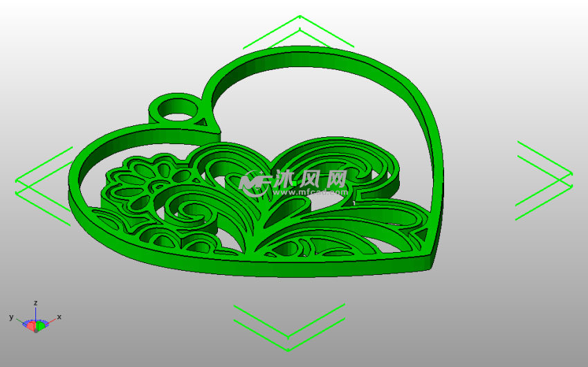 心花吊坠模型斜视图