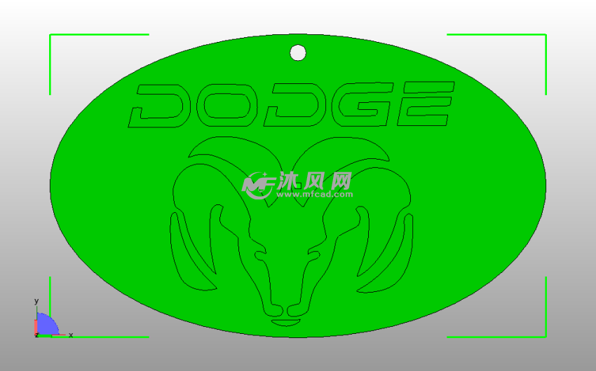 道奇Ram钥匙链俯视图