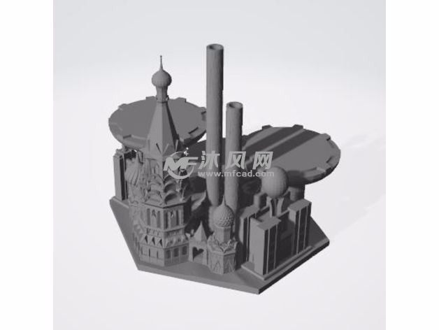  3D工厂模型斜视图