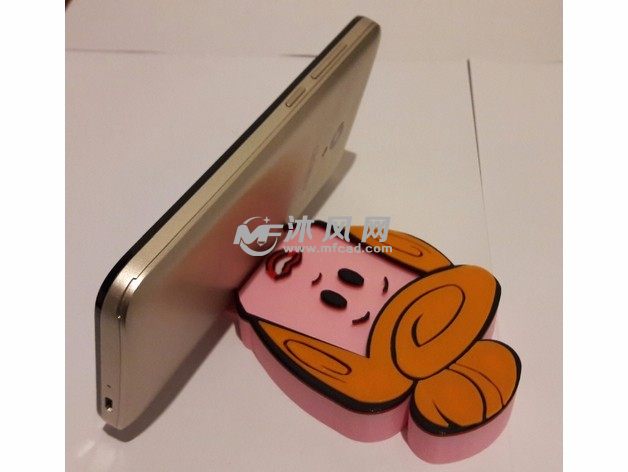 卡通手机支架实物图-横着放
