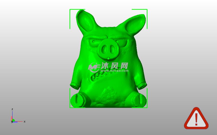 生气的坐着的小猪主视图