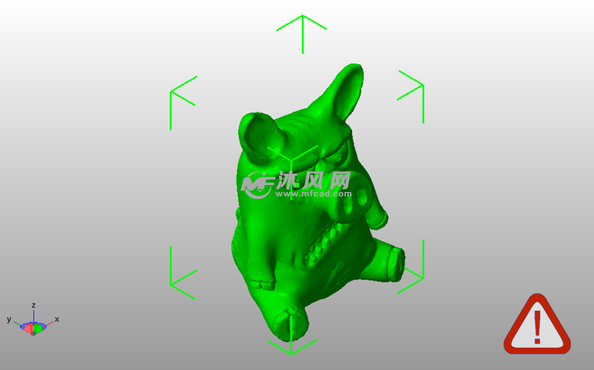 生气的坐着的小猪斜视图