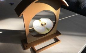 喂鸟水果架实物图前