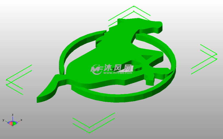 野马钥匙链斜视图