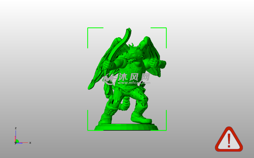 翼龙人雕像主视图