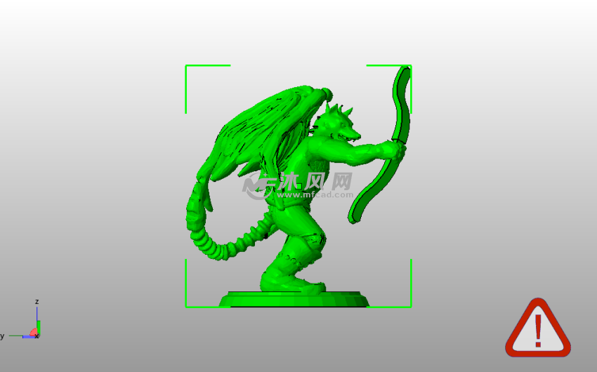 翼龙人雕像侧视图