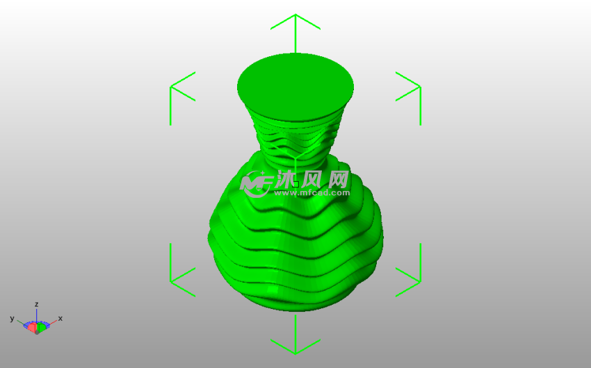 大肚子螺纹花瓶斜视图