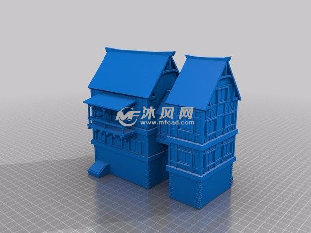 三层别墅模型斜视图