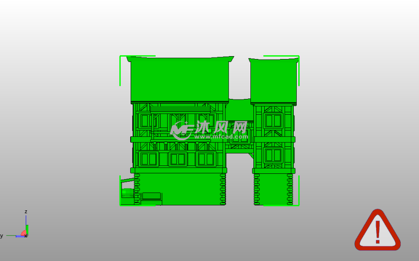 三层别墅模型主视图