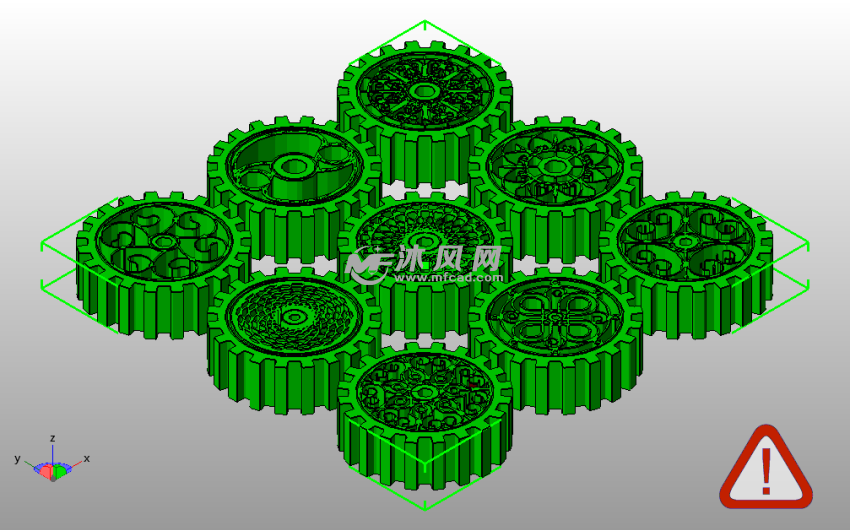 2D墙面艺术齿轮合辑斜视图