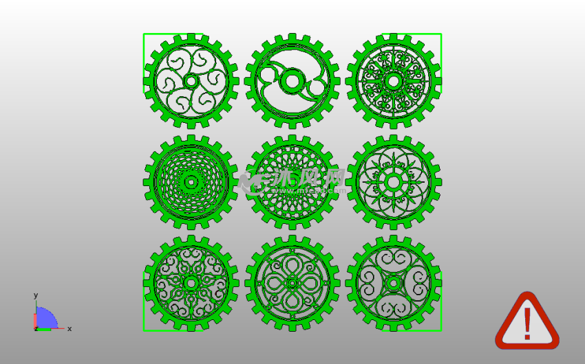 2D墙面艺术齿轮合辑俯视图