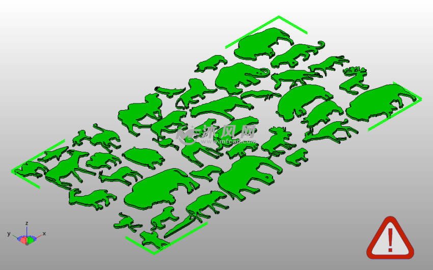 2D墙面艺术动物合辑斜视图