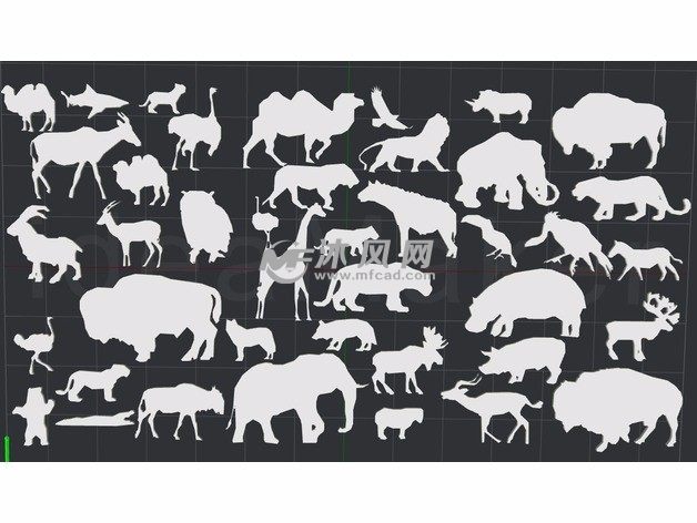 2D墙面艺术动物合辑效果图