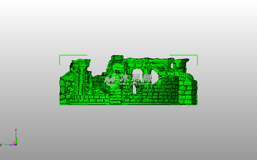 古代城堡废墟侧视图