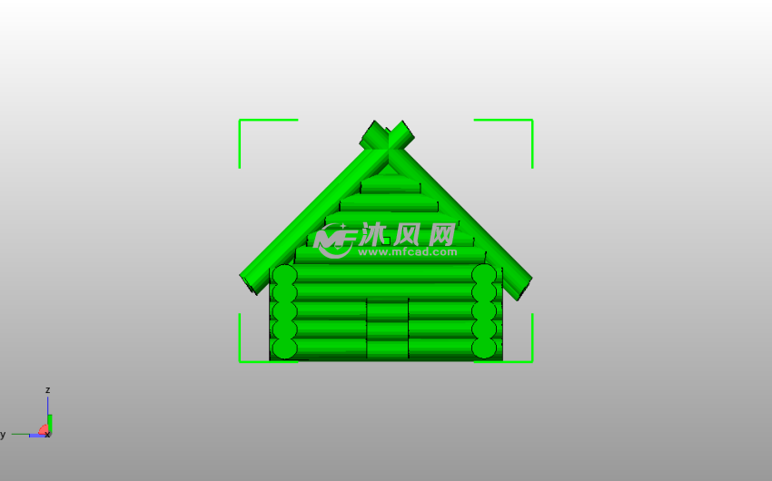 小木屋房子侧视图