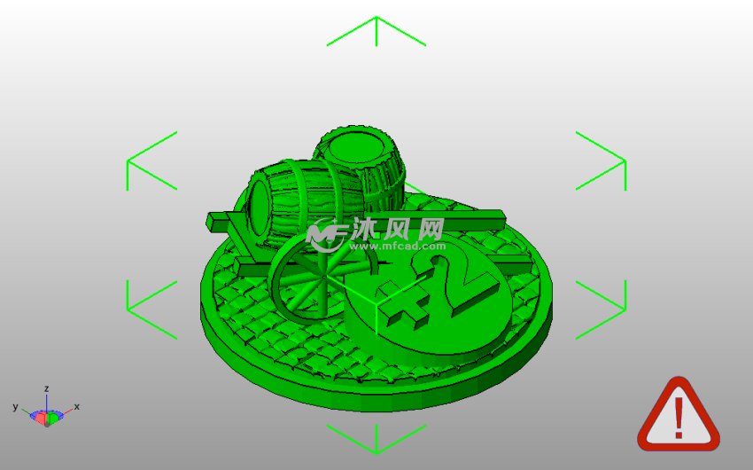 推车水桶摆件斜视图