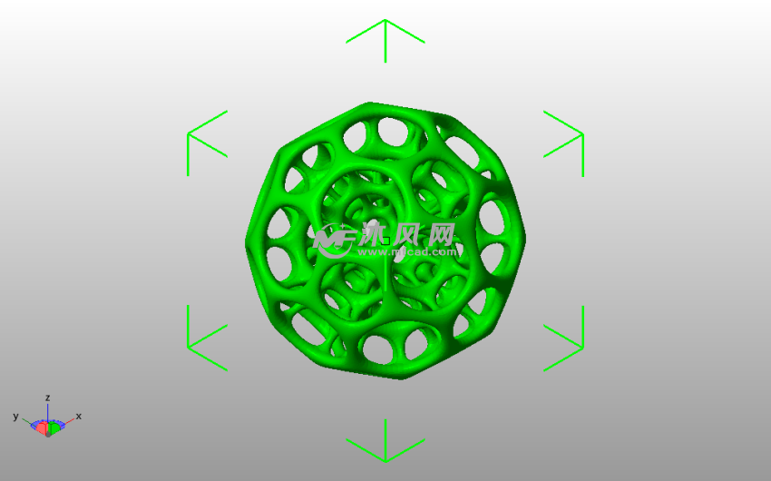 镂空六边形球斜视图