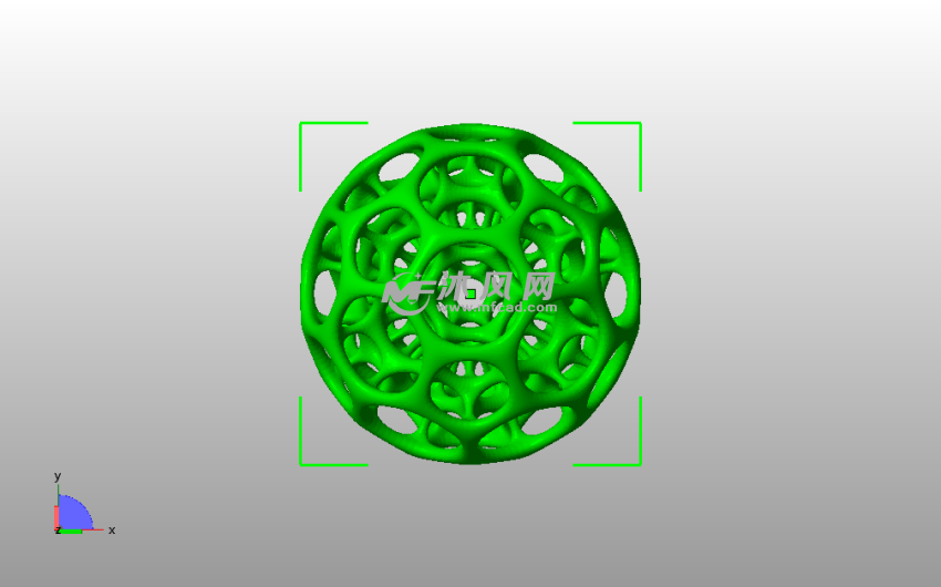 镂空六边形球侧视图