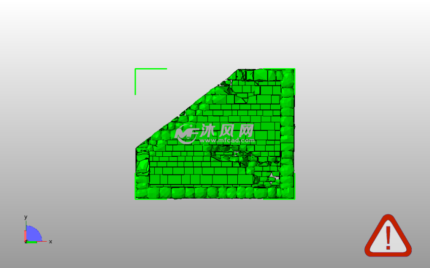 被毁的建筑物墙体俯视图