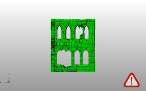 被毁的建筑物墙体侧视图