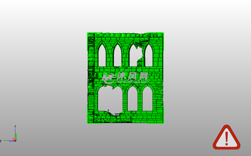 被毁的建筑物墙体侧视图